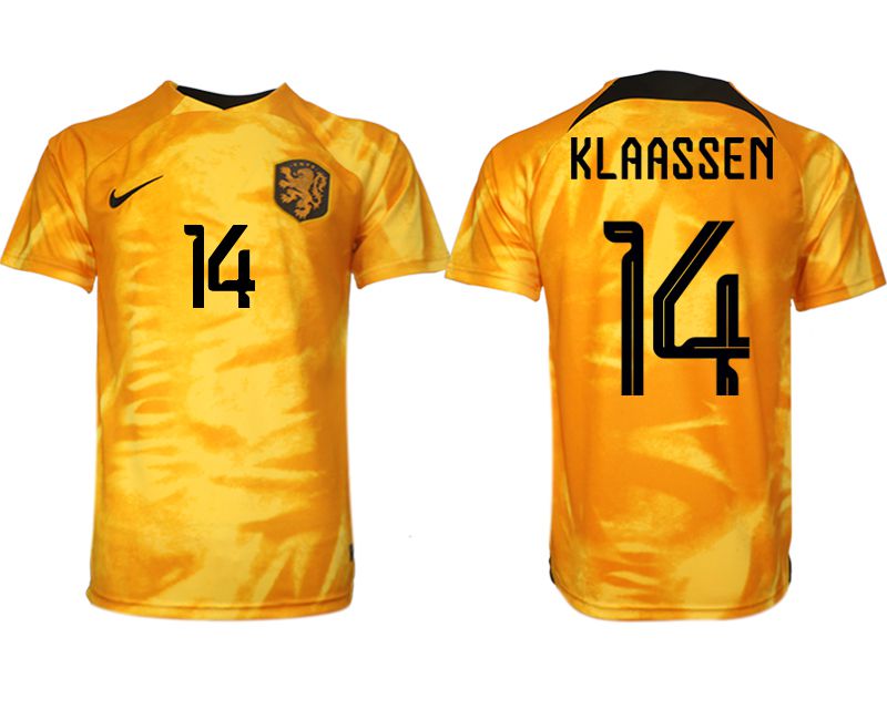 Cheap Men 2022 World Cup National Team Netherlands home aaa version yellow 14 Soccer Jerseys